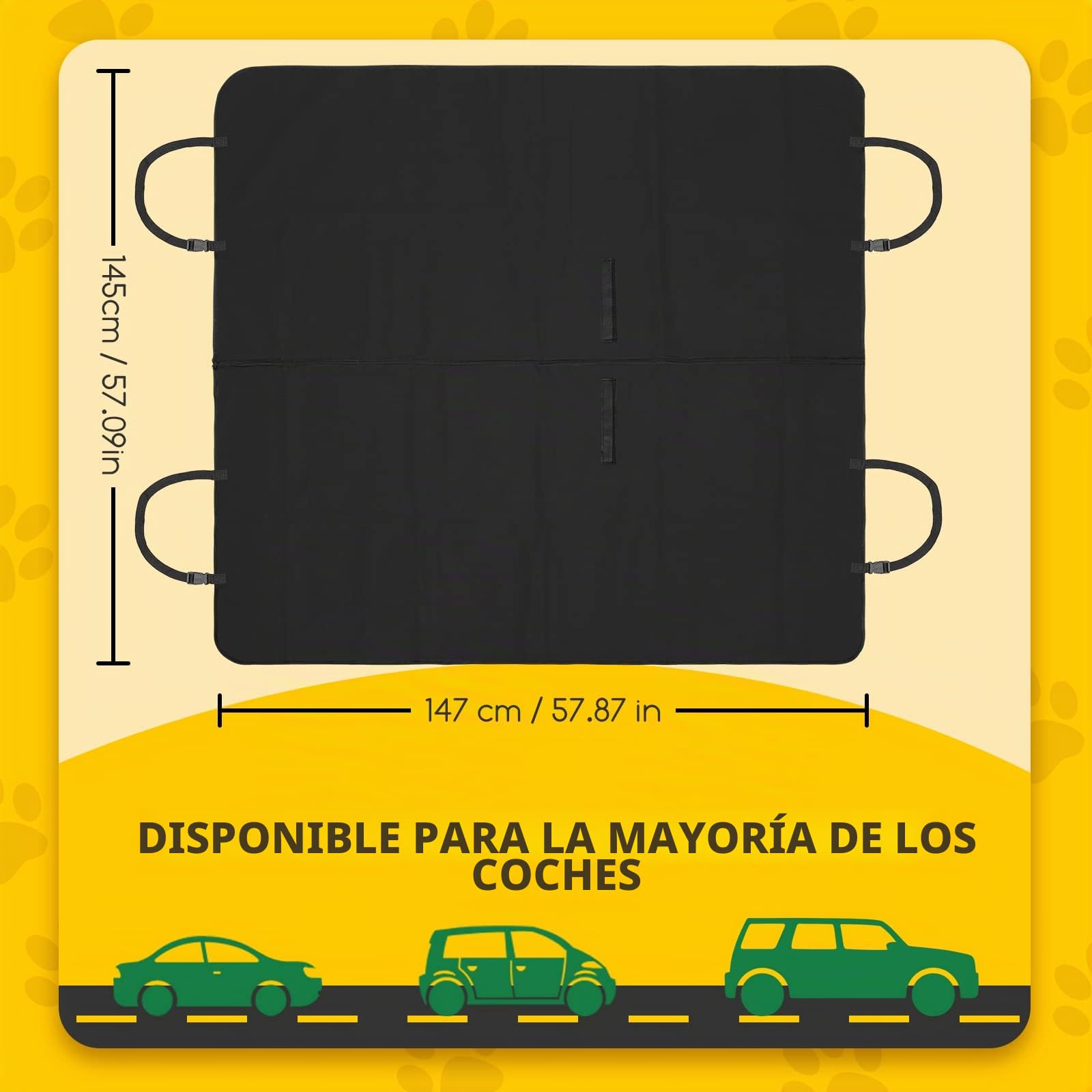 Nobleza Funda Coche Perro Impermeable, Protector de Asiento Trasero con Cremallera Central (Se Divide en 2), Resistente y Antideslizante, Universal para SUV y Viaje, 147 x145 cm - Negro