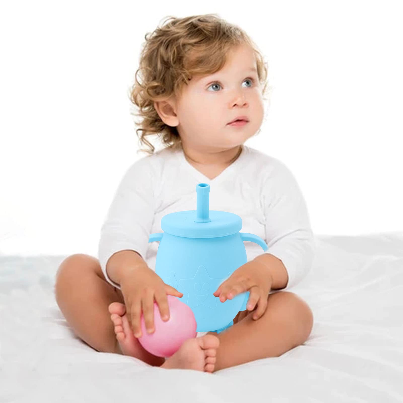 Tazza Bambini 150ml In Silicone - Con Cannuccia E 2 Manici, BPA Free, Per Svezzamento - Foto 4