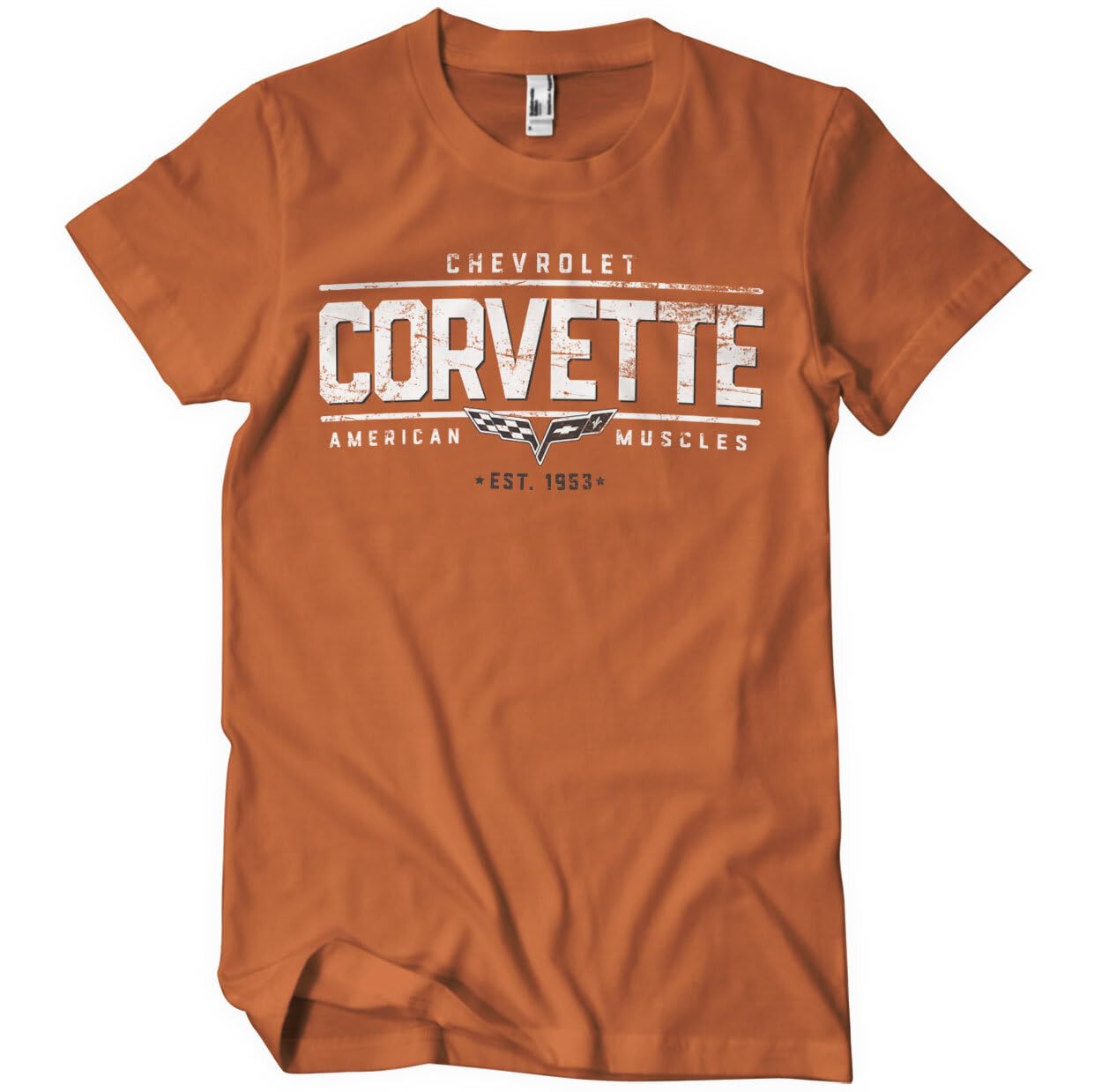 Chevrolet Officially Licensed Corvette - American Muscles Mens T-Shirt (Burnt Orange), Medium