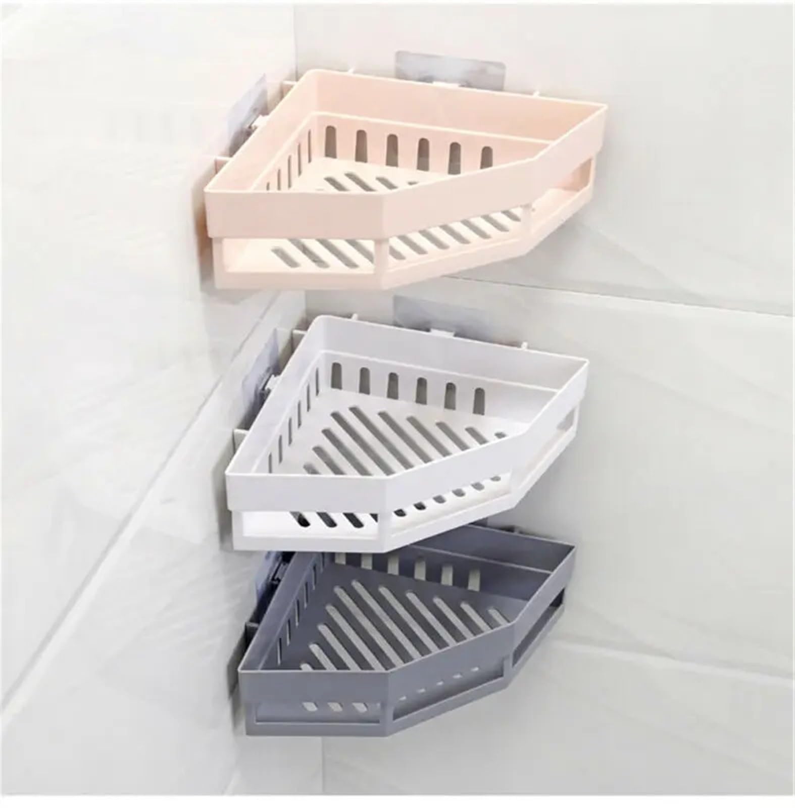 Duschablage 2 stücke Saugnapf Wand Dreieckige Dusche Caddy Regal Badezimmer Ecke Bad Rack Lagerung Inhaber Organizer Regale