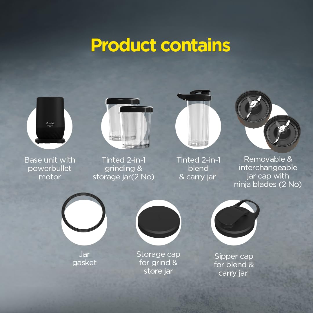 Preethi MiniBlend Plus - Compact Blender with 3 Jars -6