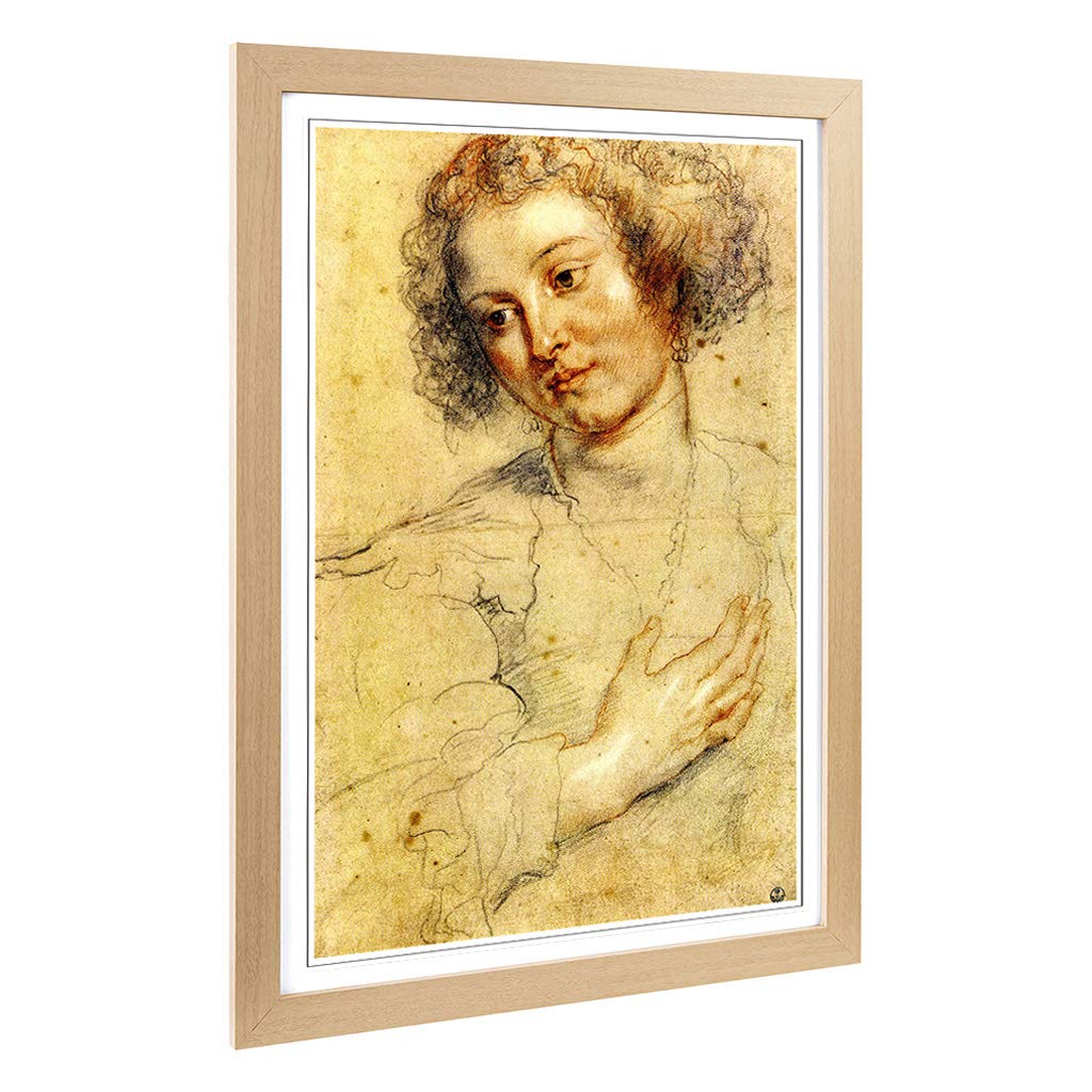 Big Box Art Framed Print of Peter Paul Rubens Head of a Woman Design | Wall Art Picture | Home Decor for Kitchen, Living Room, Bedroom, Hallway, Oak, A2 / 24.5x18 Inch / 62x45cm
