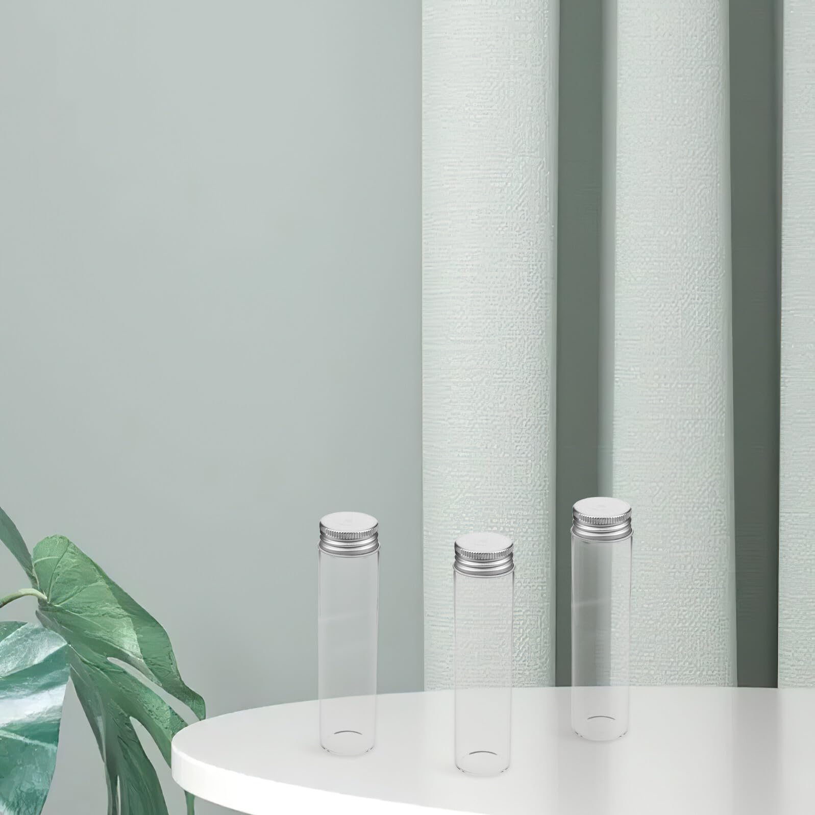 BESPORTBLE Tubos de Vidrio Cilíndricos de 60 Ml con Tapas de Aluminio Herméticas 30 Piezas Frascos de Tubo de Ensayo Transparentes para Almacenamiento de Líquidos Maquillaje y Muestras