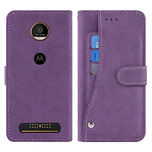 Asuwish Compatible With Moto Z Force Droid Wallet Case And Tempered Glass Screen Protector Flip Cover Credit Card Holder Stand Cell Accessories Phone Cases For Motorola Zforce Xt1650 Women Men Purple #TOP4