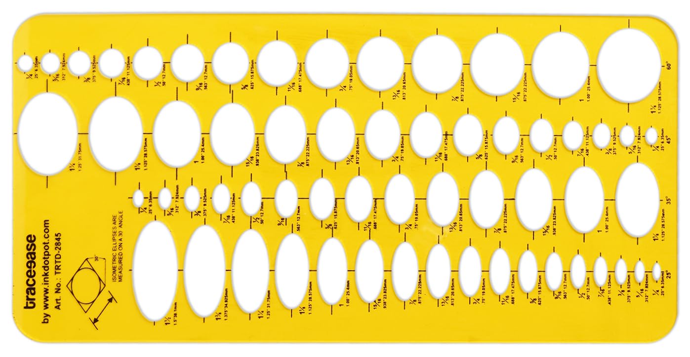 TraceeaseSimple Trace Stable, Master Ellipse Template, Professional Plastic Geometric Stencils, 10 x 5 Inches