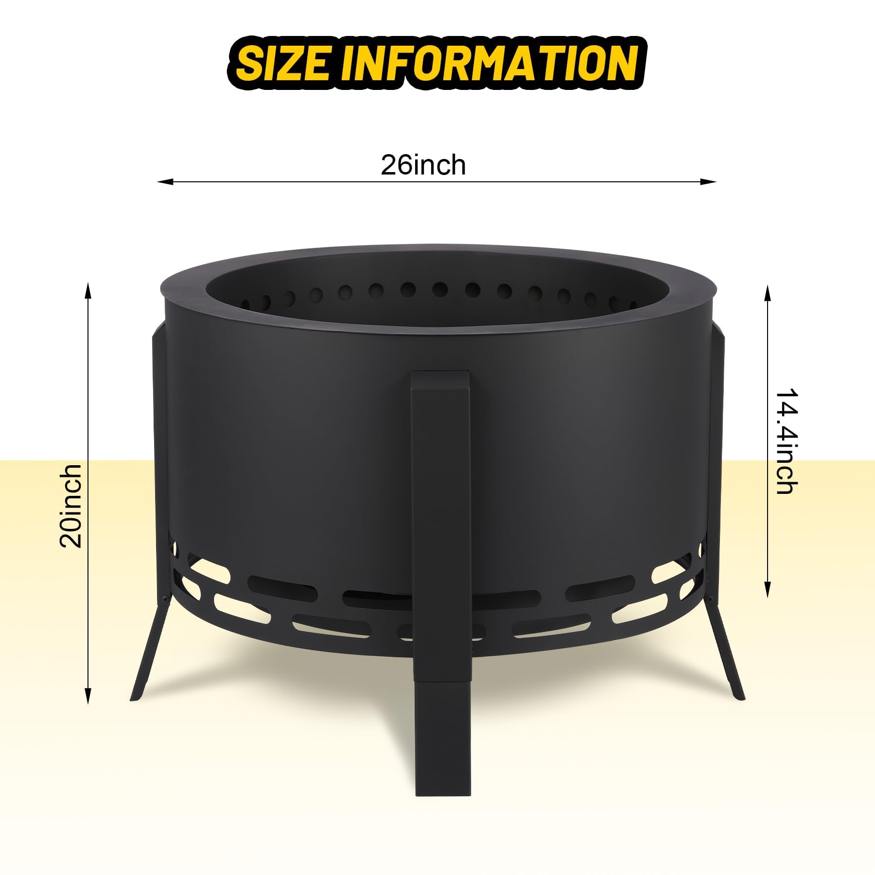 Feuerschale, Ø66cm Feuerkorb mit Staubbeutel, Groß Feuertonne für den Garten mit Schürhaken, Solide und Stabil, Holz & Kohle Feuerstelle inkl Abnehmbare Aschepfanne für Outdoor BBQ Heizung 66x66x51cm