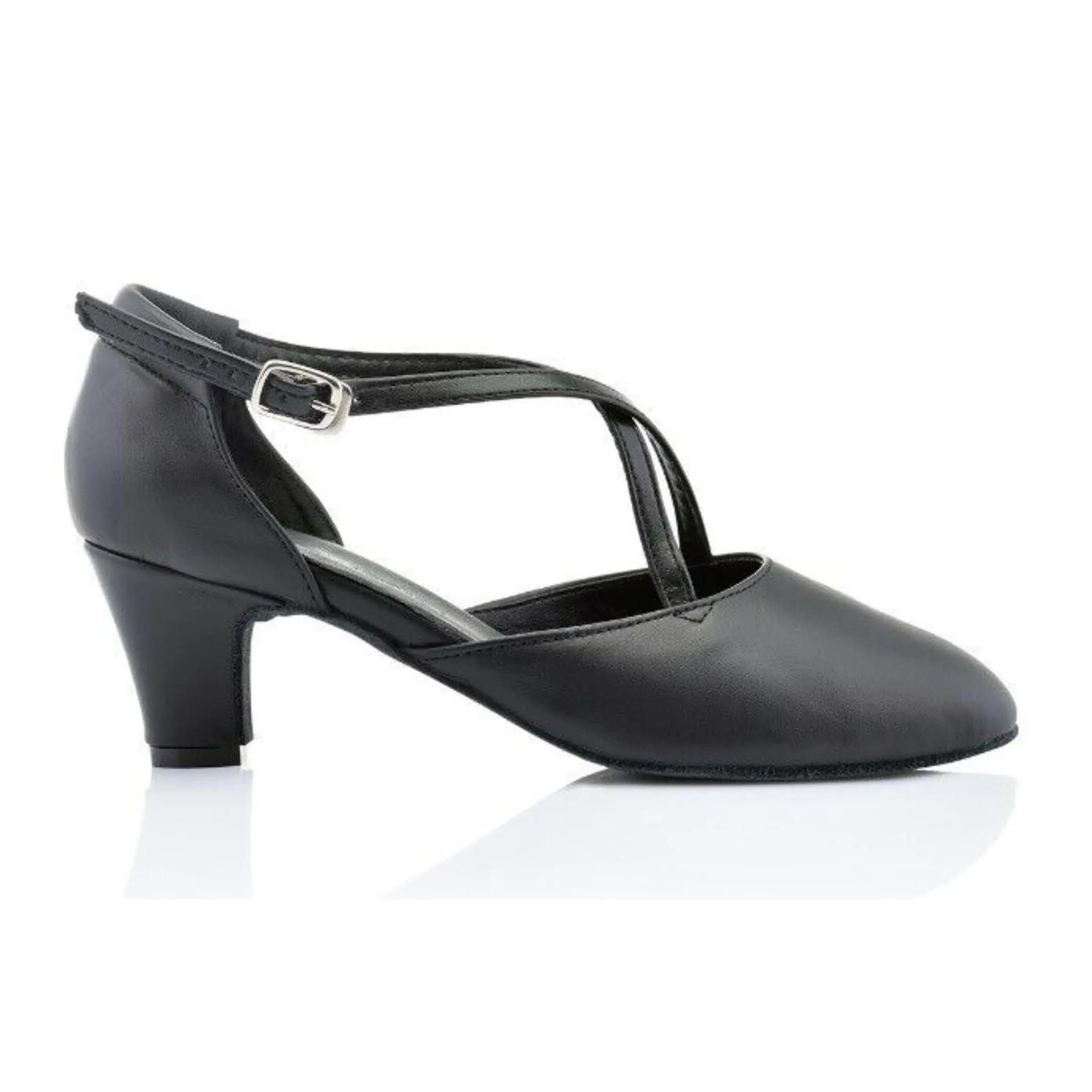 Scarpe da Ballo Donna Incrociato Cuccarini Vera Pelle Chiuse Tacco 5 Allenamento Sala Danza Liscio Studio Broadway - Made in Italy