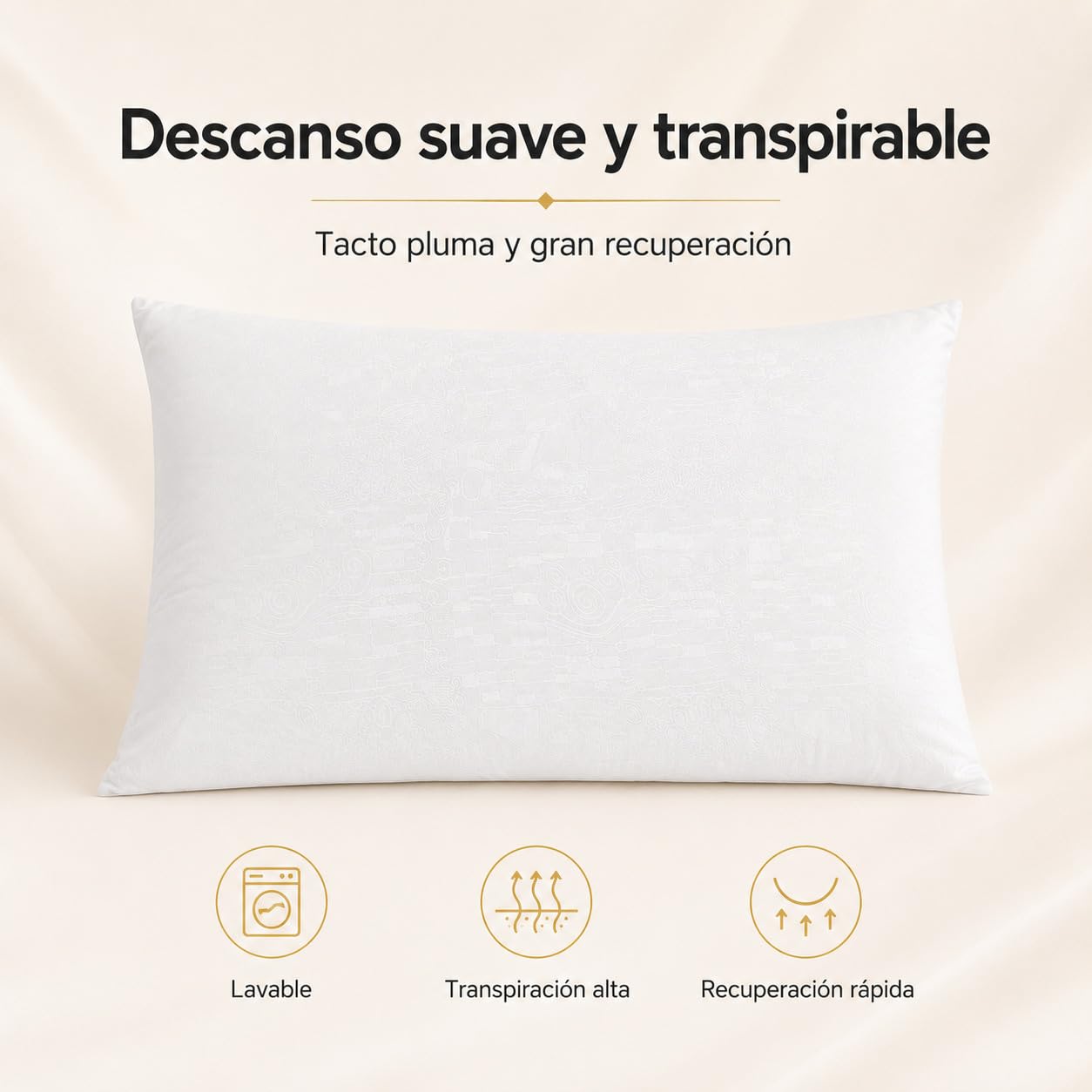 Moshy Almohada de Fibra Altea, Firmeza Media-Blanda y Altura Media, Transpirable, Funda de Microfibra Tacto Seda (150 cm)