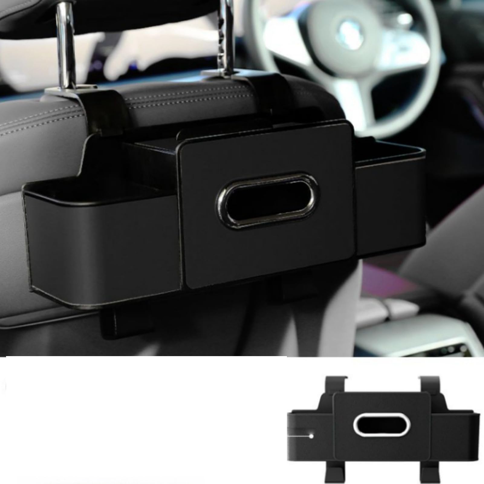 AUYXSSZ Car Tissues Holder Car Storage Box Multifunctional Seat Back Organiser With Cup Holder Hook For Phone Drinks Handbag Storage Organiser Back Seat, B