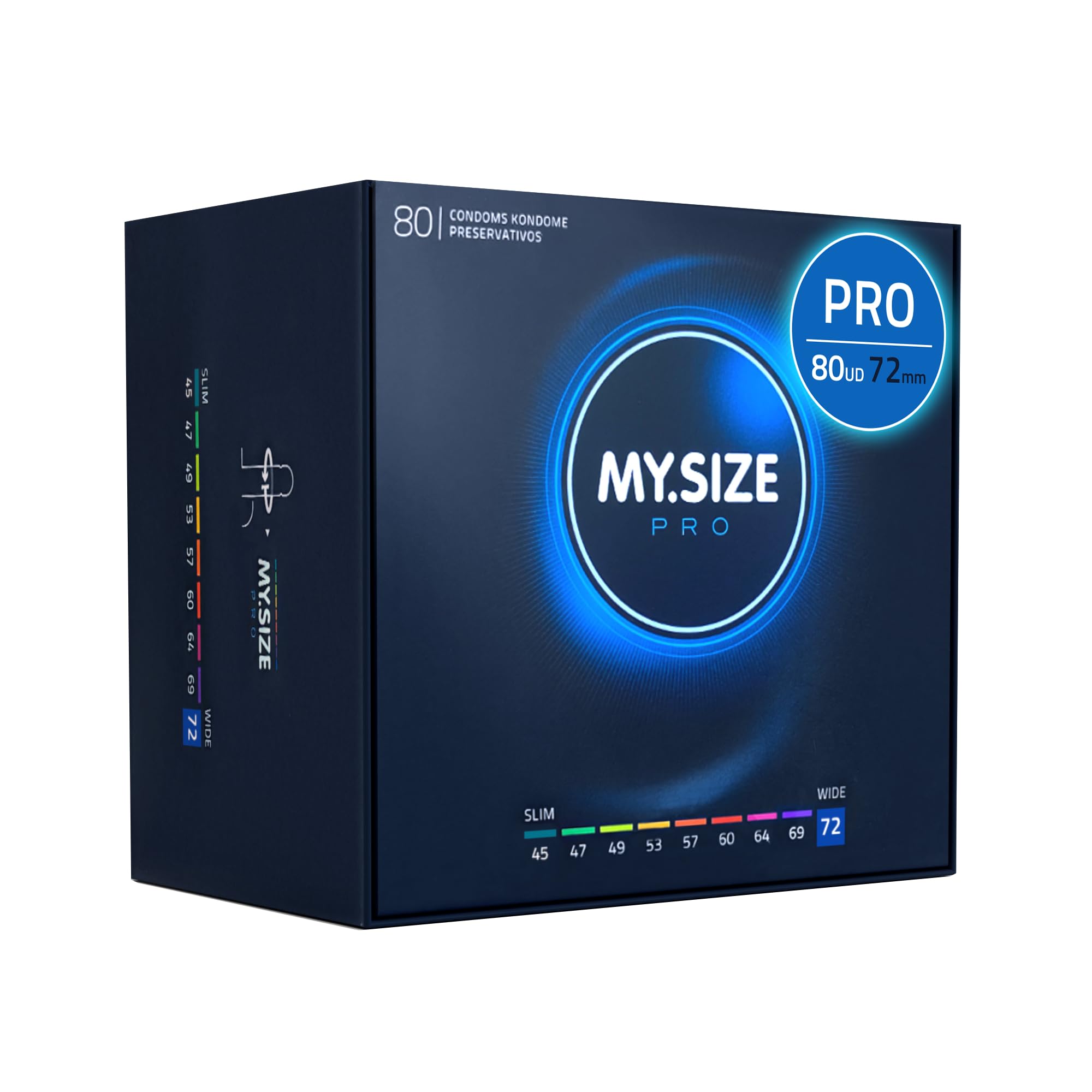 MY.​SIZE PRO Condones ÉLITE, talla 8, XXXL, 72 mm, 80 piezas - Látex Vytex extra puro, fácil de abrir