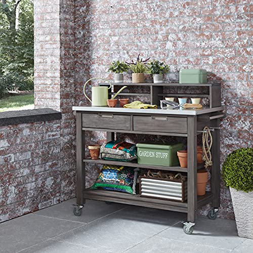 Homestyles 5664-91 Maho Potting Bench, Grey - Thumbnail 4