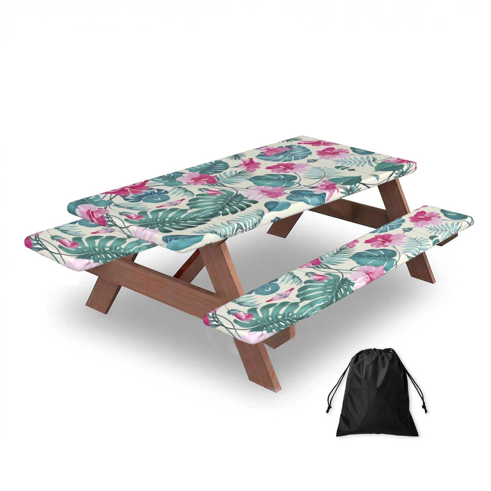 Zqytgfdc Black Palm Tree Leaf Rectangular Water-Repellent Picnic Tablecloths, Outdoor Camping, Picnic, Bbq