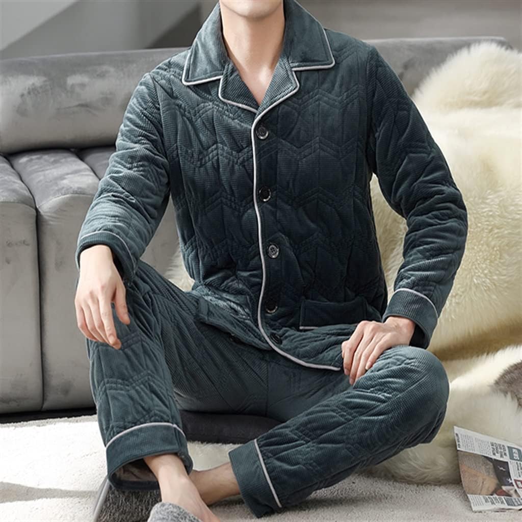 Quilted Three-layer Thickening and Fleece Warm Autumn and Winter Flannel Homewear