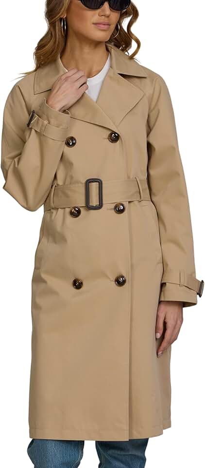 Steve Madden Women&#x27;s Long Oversized Lapel Jacket — Relaxed Open Front, Lightweight Trench Style, Spring Fashion Coat