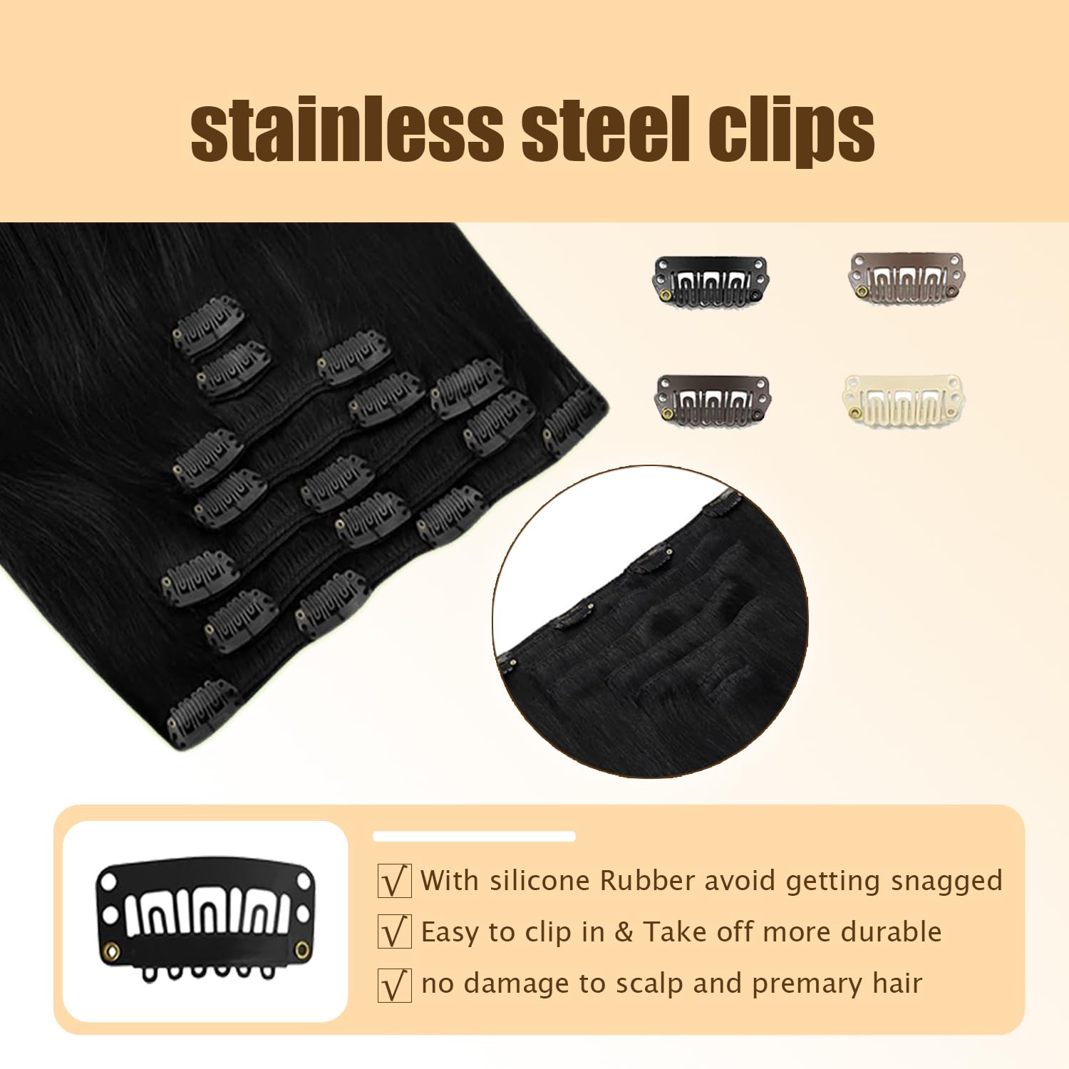 Black Clip in Hair Extensions Human Hair - Natural Black Straight Hair Extensions Clip ins for Women,120g 7pcs,14 Inch Real Remy Soft 1B Human Hair