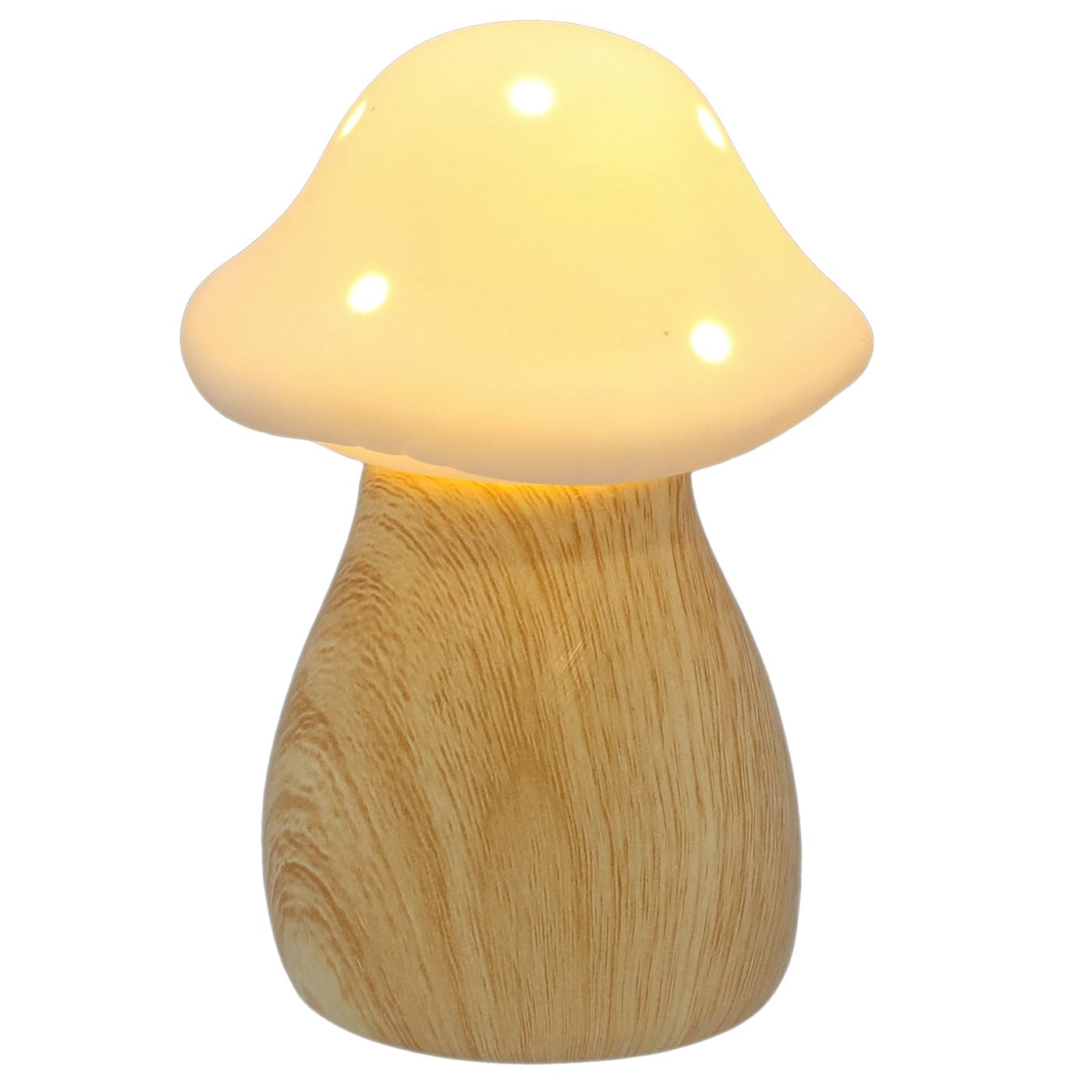 Shudehill Giftware Cream Mushroom Glow Small Lamp Ornament - Button, Tall Or Toadstool Designs With Wooden Base And Neutral Top (Toadstool)
