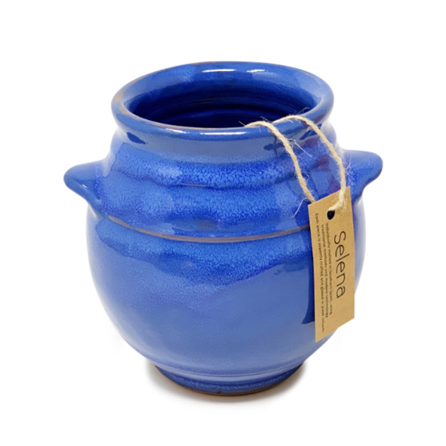 Verano Spanish Ceramics Selena Glaze Hand Dipped Utensil Pot Jars - 16cm Blue