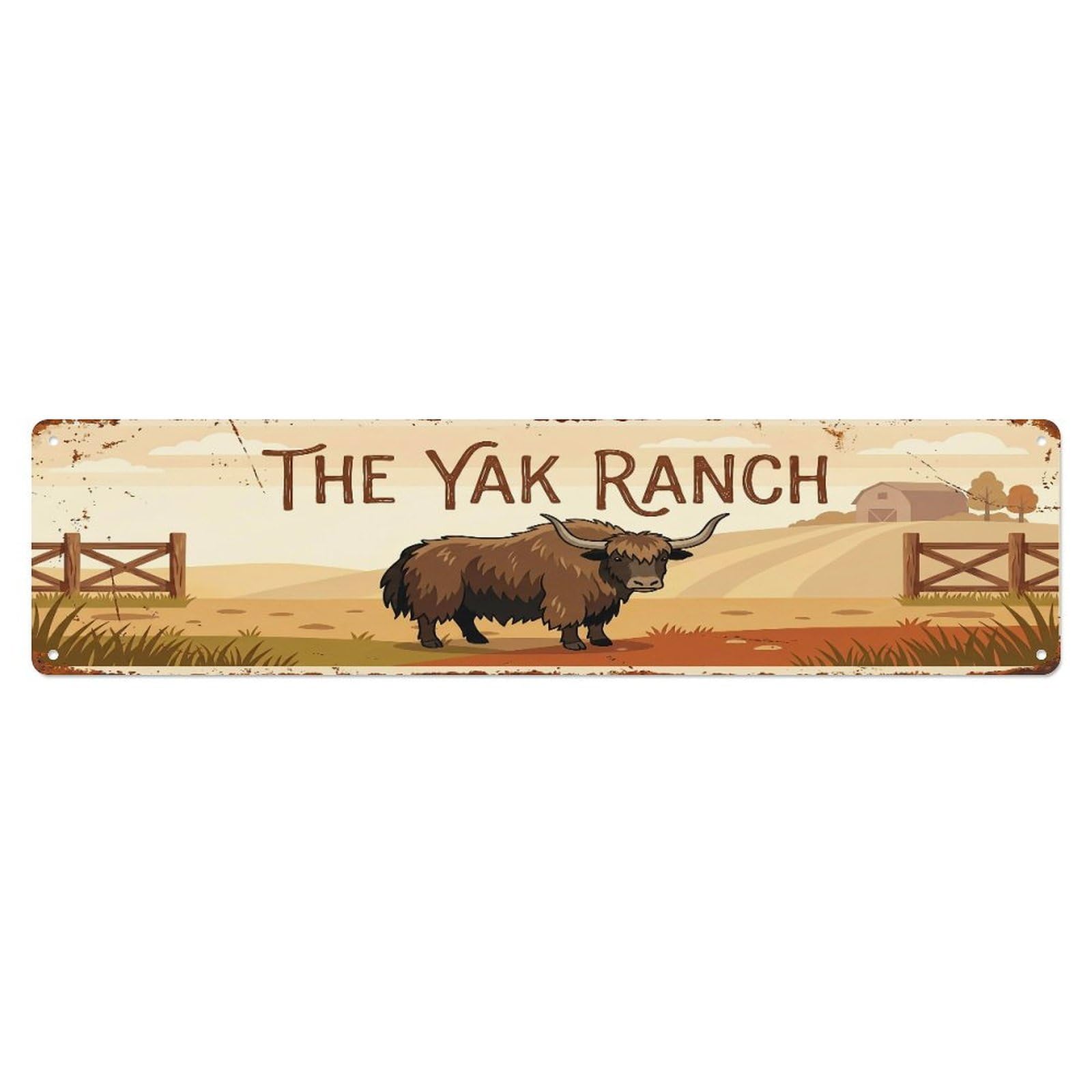 Metal Tin Sign Vintage Yak Farm Scene The Yak Ranch
