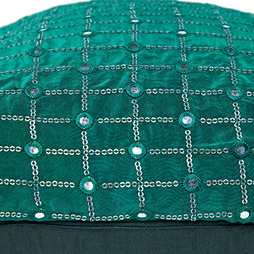 Image of Forest Green Cushion Covers 20x20 inches Set of 2, Embroidered Pillow Covers, Designer Pillowcases, Sofa Cushion Cover