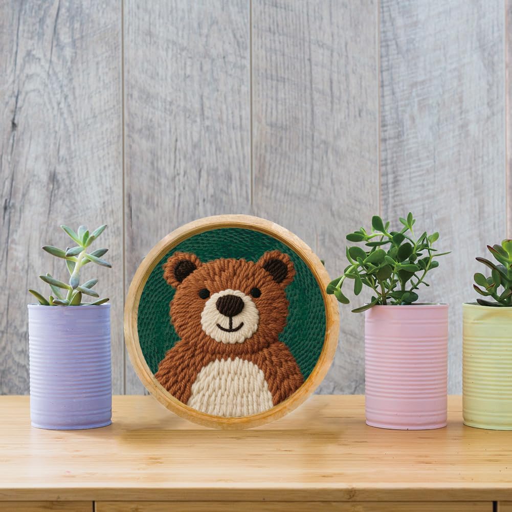 FREEBLOSS Kit fai da te Punch Needle per principianti, per cartoni animati, con pneumatici e istruzioni per il ricamo per adulti, regalo e decorazione