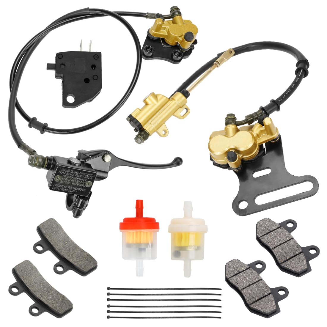 FVRITO Front and Rear Hydraulic Disc Brake Caliper Assembly System for SSR 110cc 125cc Apollo RZF db-x18 Taotao Coolster SDG 107 Thumpstar Pitster Pro DHZ 50cc 70cc 90cc Chinese Pit Dirt Bike Pats