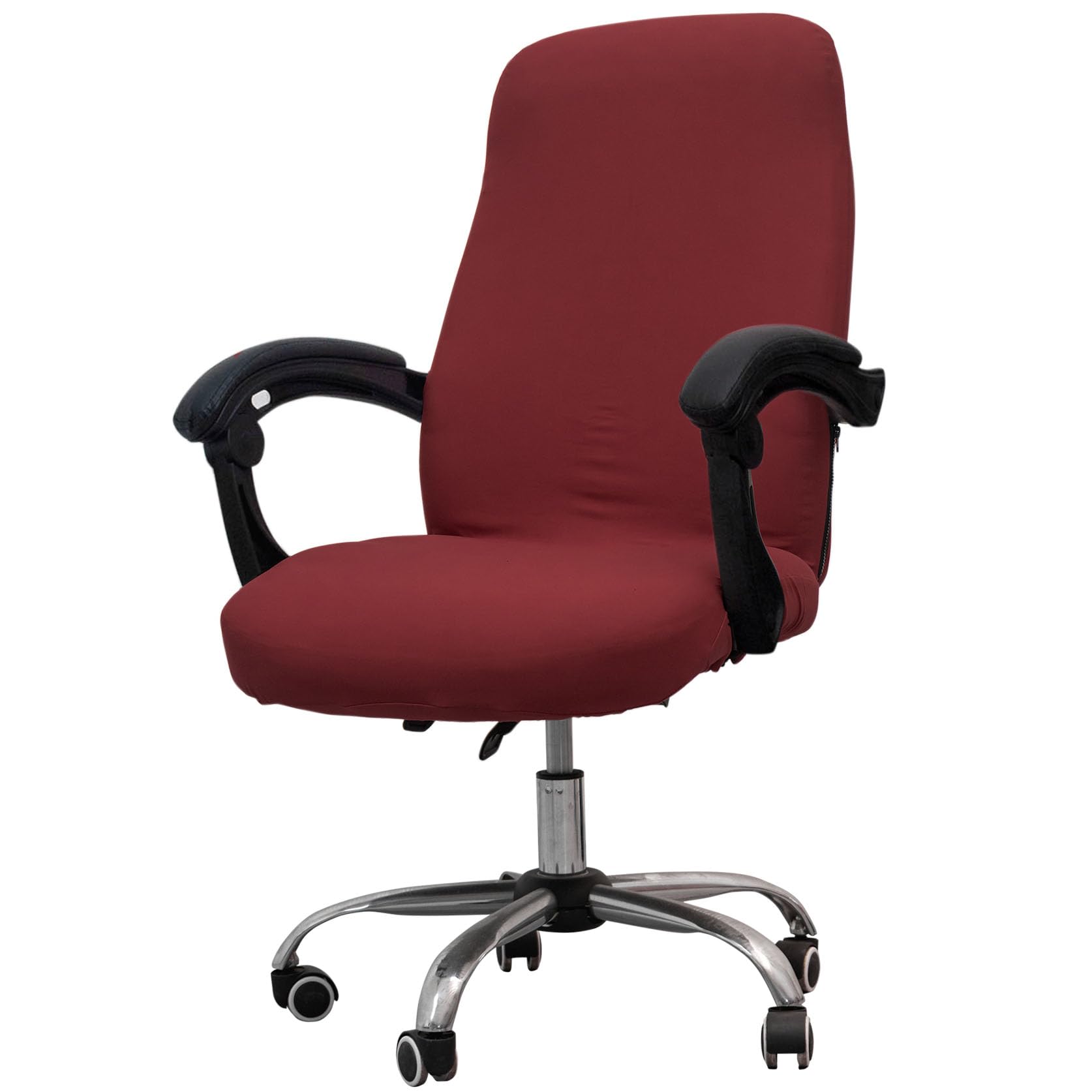 Melaluxe Office Chair Cover - Universal Stretch Desk Chair Cover, Computer Chair Slipcovers (Size: L) - Wine Red