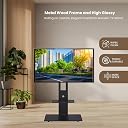 Height Adjustable Floor TV Stand for 32-55 Inch LED Smart TVs, Sleek Black Wood & Metal Design, Universal TV Stand for Living Room and Bedroom, Square gallery image