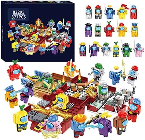 helu Space Kill Game Figures Toys Building Blocks,Space Alien Figures Peluche Game Model Kit Bricks Classic Kids Toy for Children Gift Mini Statues,Among Figures Game Model(82295-377pcs)