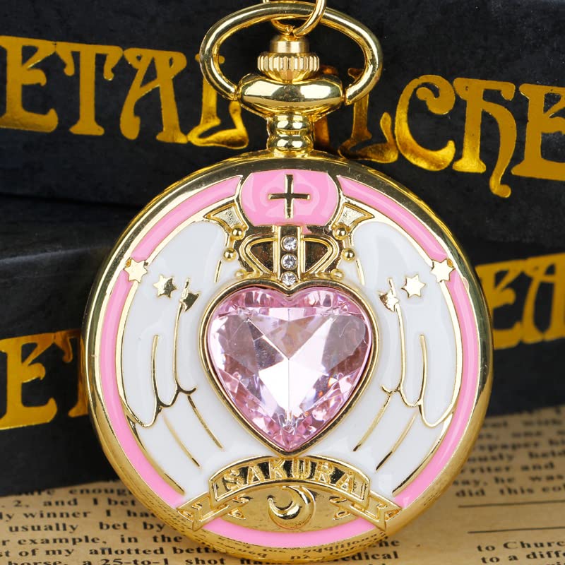 Generic Golden Style Pink Crystal Quartz Pocket Watch Ladies Children Necklace Chain Moon Pocket Watches Pendant (B0BY58434R) Amazon Price History, Amazon Price Tracker
