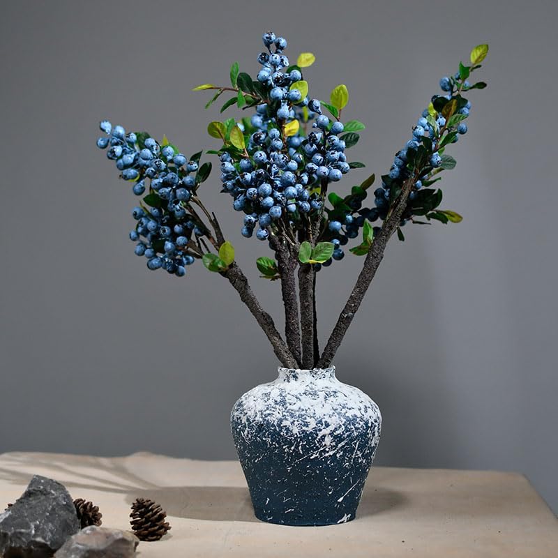 Generic 仿真蓝莓果浆果假水果假花艺术插花摄影拍摄道具单枝小果水果树枝