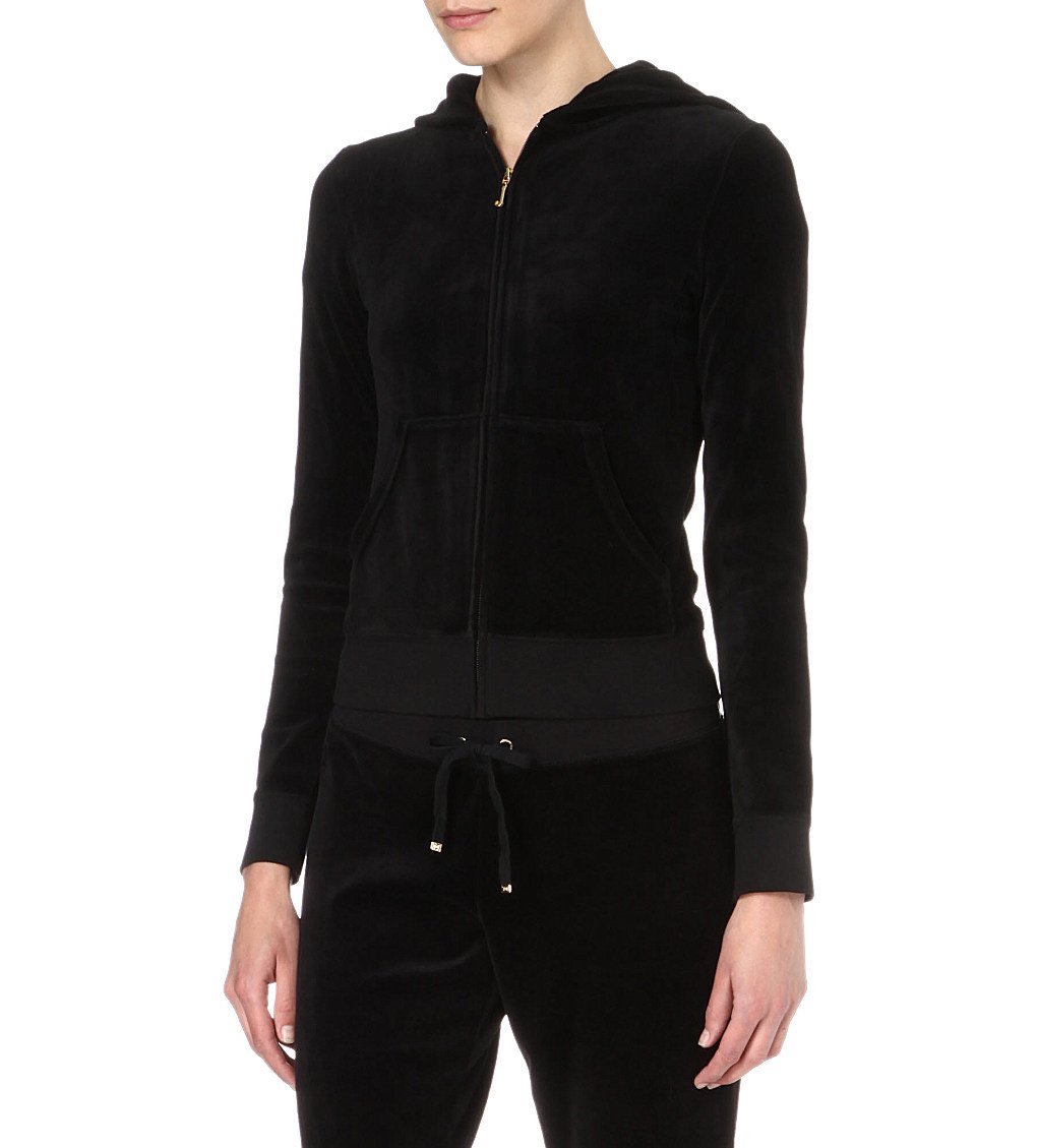 Juicy Couture Zip Through Hooded Sweatshirt ORIGINIL ZIP HOODIE, Color: Dark Brown