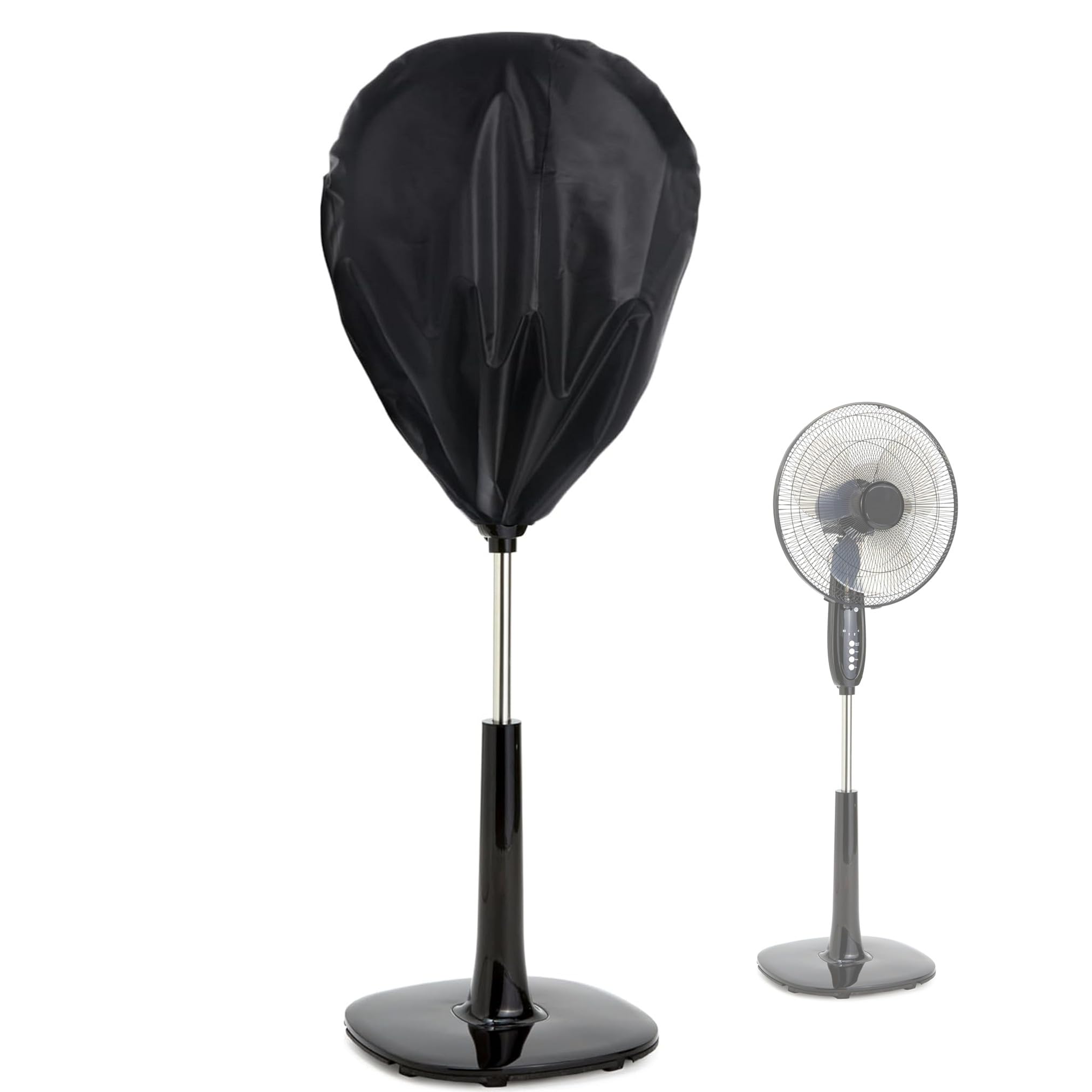 Cubierta de ventilador a prueba de polvo e impermeable para almacenamiento de ventiladores de pedestal oscilante de 16 a 18 pulgadas, color negro, tela Oxford, lavable, reutilizable, fácil de