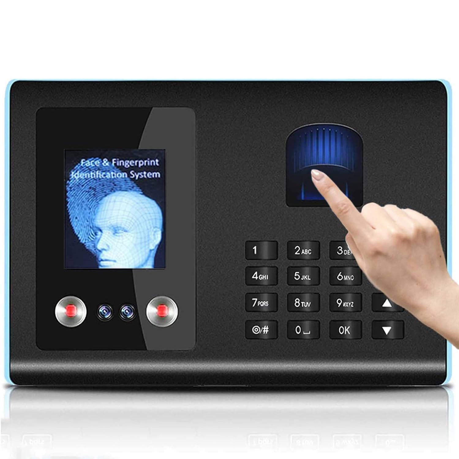 Urządzenie do obsługi twarzy i odcisków palców, biometryczny zegar czasu z 500 twarzami i 1500 odciskami palców, technologia identyfikacyjna 360°, dla małych firm