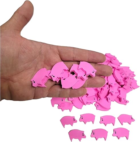 Miniatura 2 de Borradores de lápiz de cerdo rosa a granel (paquete de 144) de doble cara. Papelería para niños, dibujo de artes y manualidades (144 borradores de