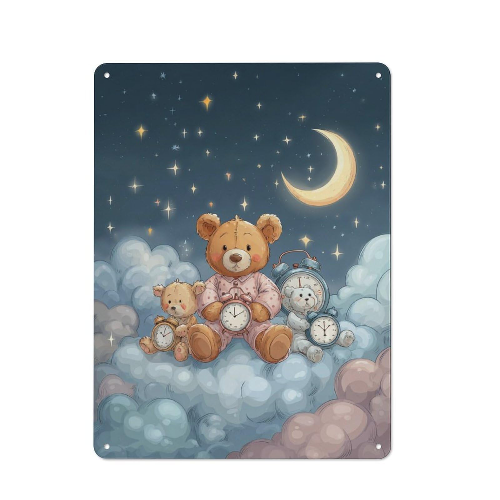 Junmoney Starry Night Bears Classic Metal Wall Decor 40X30cm, Decorative Tin Plaque For Cafe, Pub, Workshop Or Home Bar