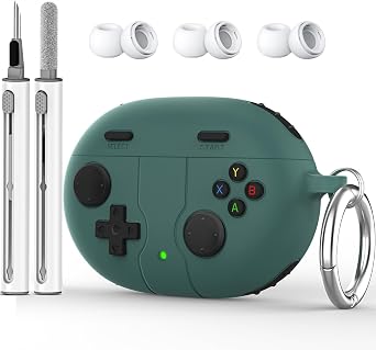 Beats Studio Buds Plus Case Cover, 2021/2023 New Beats Studio Buds, Wireless Earbuds Silicone Case Accessories with Keychain, Pine Green
