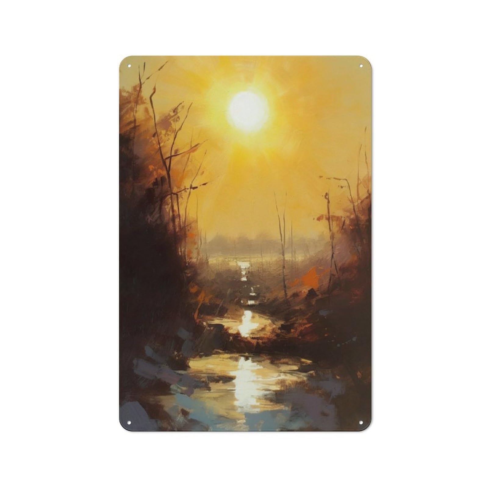 Junmoney Yellow Sky Vintage Metal Plaque 30X20cm For Man Cave Or Games Room, For An Autumn Update To Man Cave And Games Room