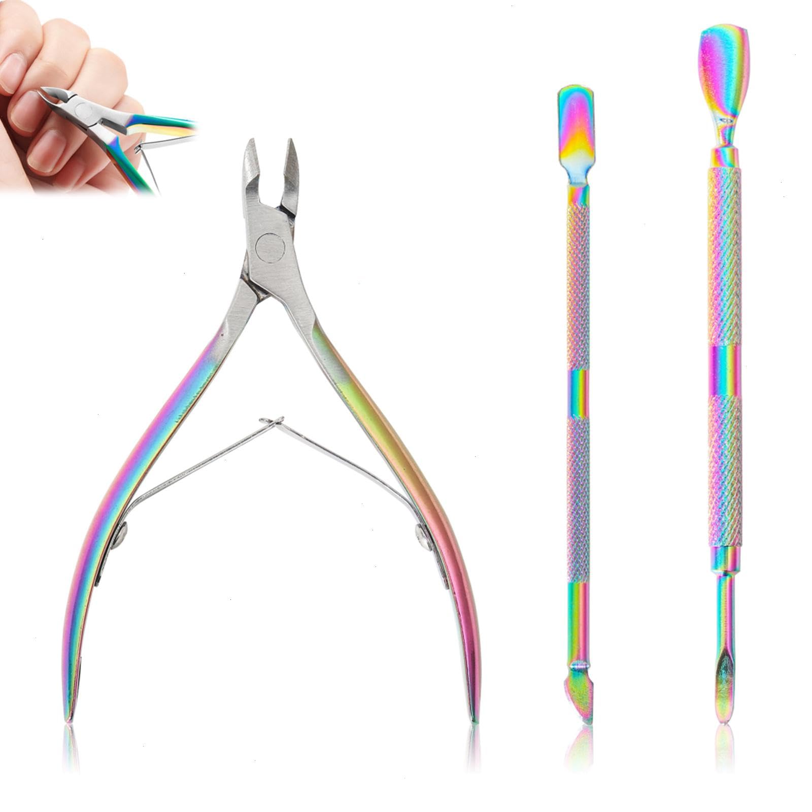 Tagliacuticole colorato, tronchese per cuticole con spingi cuticole, tagliacuticole, tagliacuticole, tagliacuticole, tagliacuticole, resistente, strumento per manicure e pedicure