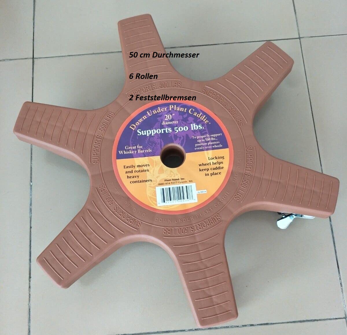 Profi Pflanzen Roller mit 250 KG Tragfähigkeit Terakotta (36 cm)