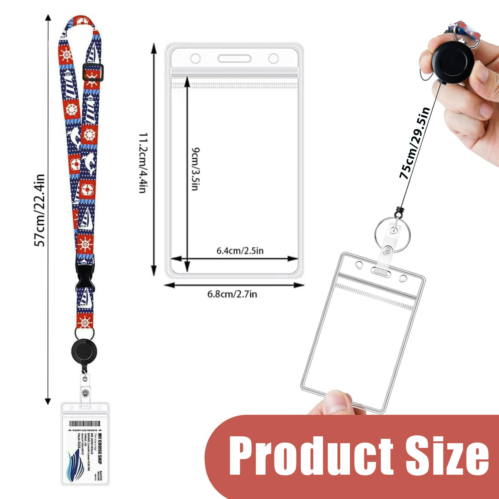 Zyael 2pcs Adjustable Retractable Cruise Lanyard Set including ID Holder, Waterproof, Must-Have Accessories - Image 2