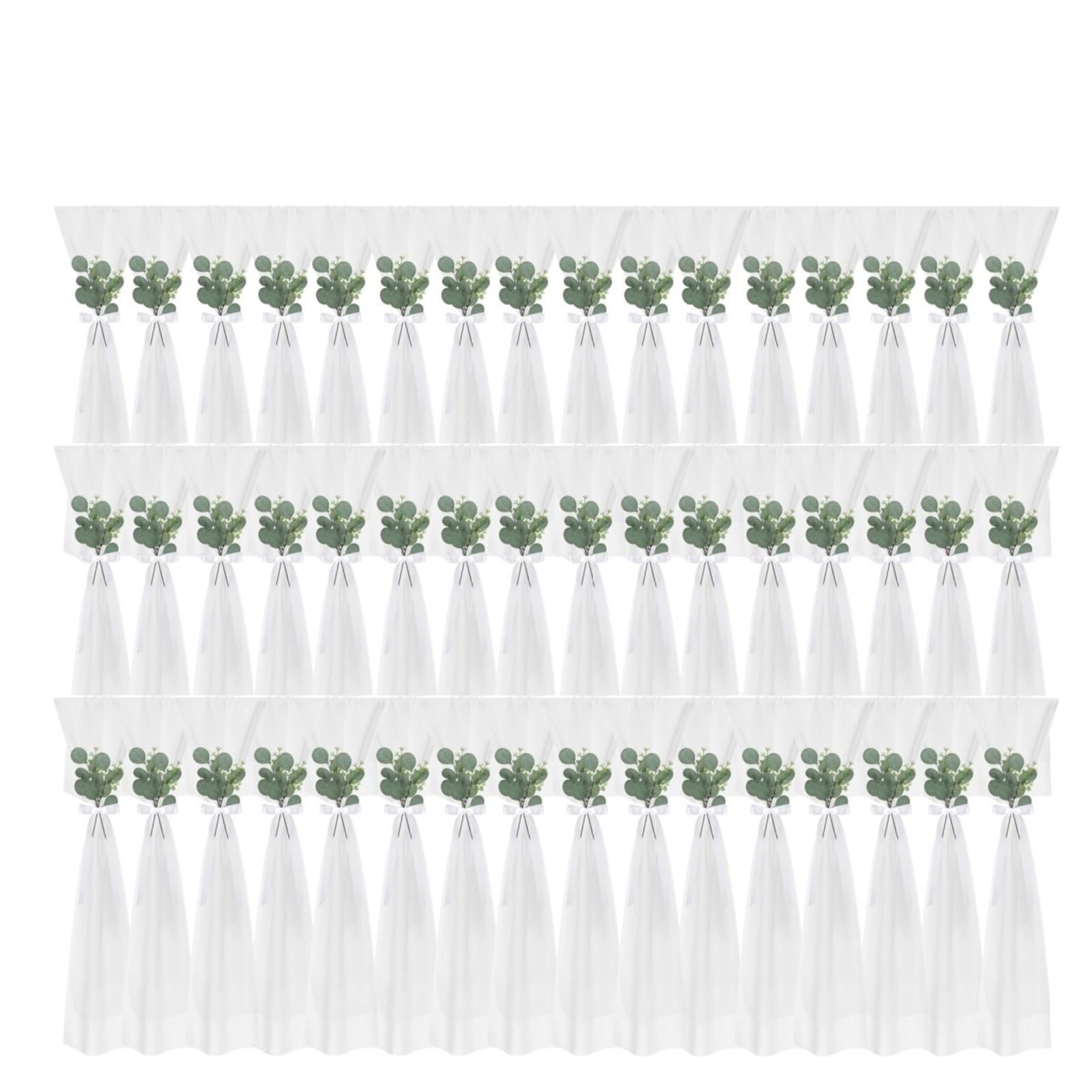 RRYPBOVG Chair Ribbon 12-48Pcs Chair Sashes For Wedding Covers Chiffon Bow Ribbons For Party Ceremony Church Decoration(48 pcs)