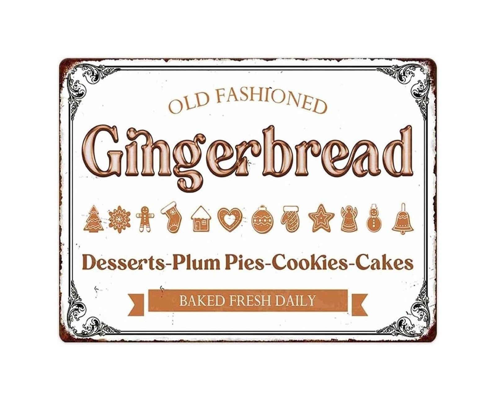 SMGLRUEAT Fresh Daily Baked Treats Metal Sign Vintage Farmhouse Style Wall Decor for Kitchen Bakery Cafe or Coffee Bar 8 X 12 inch​