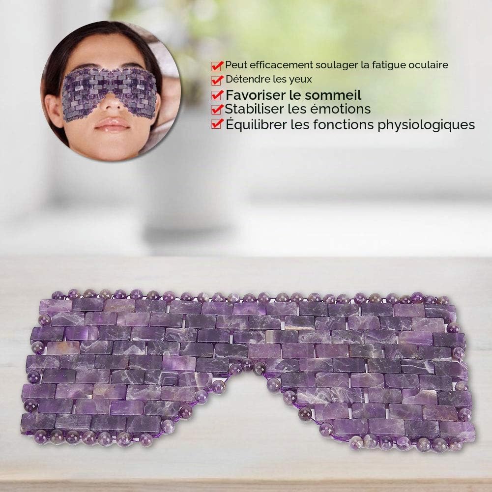 Masque pour les Yeux en Pierre de Jade, Masque pour les Yeux de Sommeil Rafraîchissant, Masseur de Traitement des Yeux par le Froid, Masque de Sommeil pour les Yeux du Visage pour les(Améthyste)