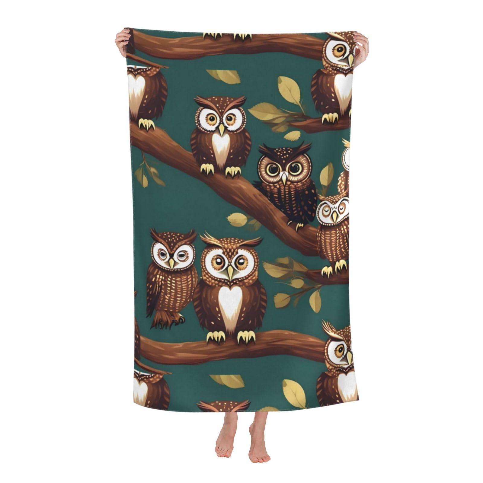NImongt Many Owls On Tree Branches Print Oversized Adult Beach Towel For Travel Weekend Getaways Festivals Camping Trips