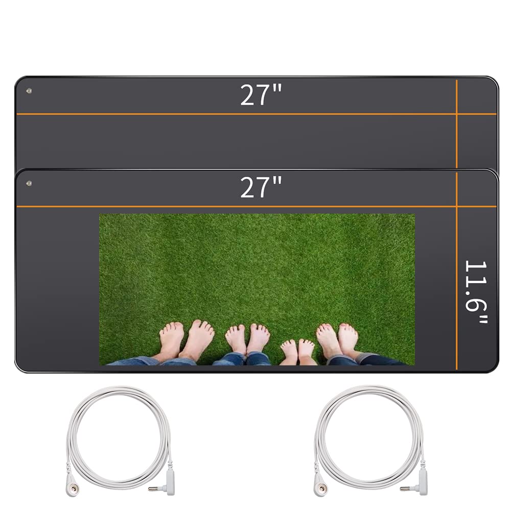 NIULAFR Grounding Mat Kit (2 Pack)-2 Grounding Mats (11.6 x 27) 2 Straight Cords (15ft) Reduce Inflammation, Improve Sleep and Help with Anxiety