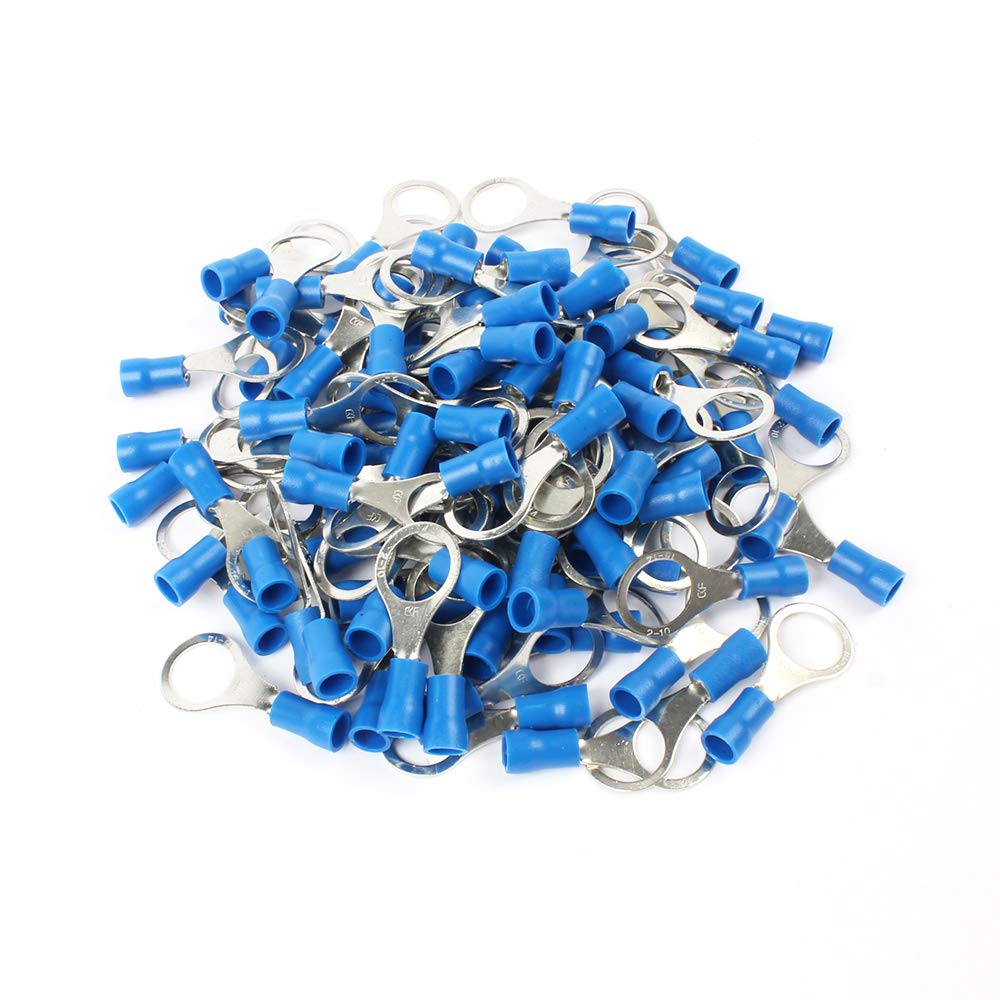 LTRAJUYNH 50PCS RV2-10 Blue Ring insulated terminal Cable Wire Connector suit 1.5-2.5mm cable Crimp Terminal