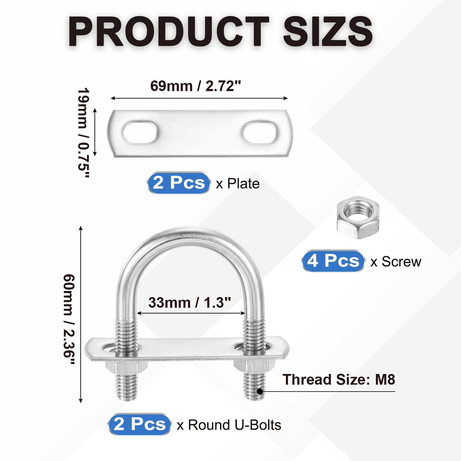 PATIKIL Round U-Bolts - Image 2