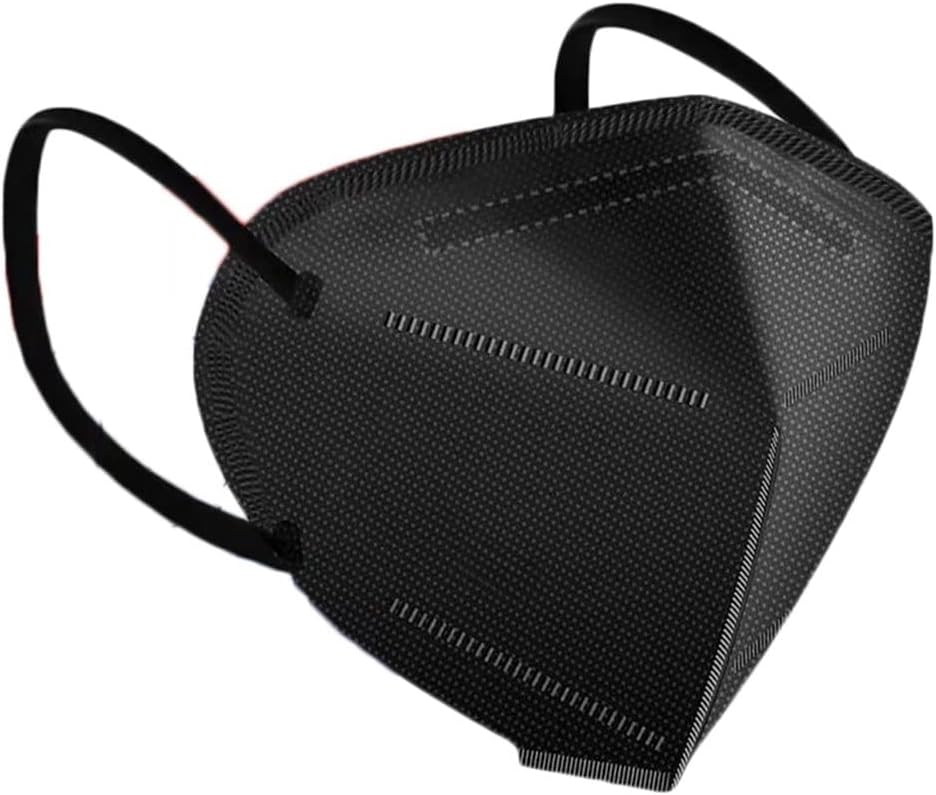 50 Pcs 5-Ply Black Face Cover Mouth Shield Filter with Earloop and Nose Clip