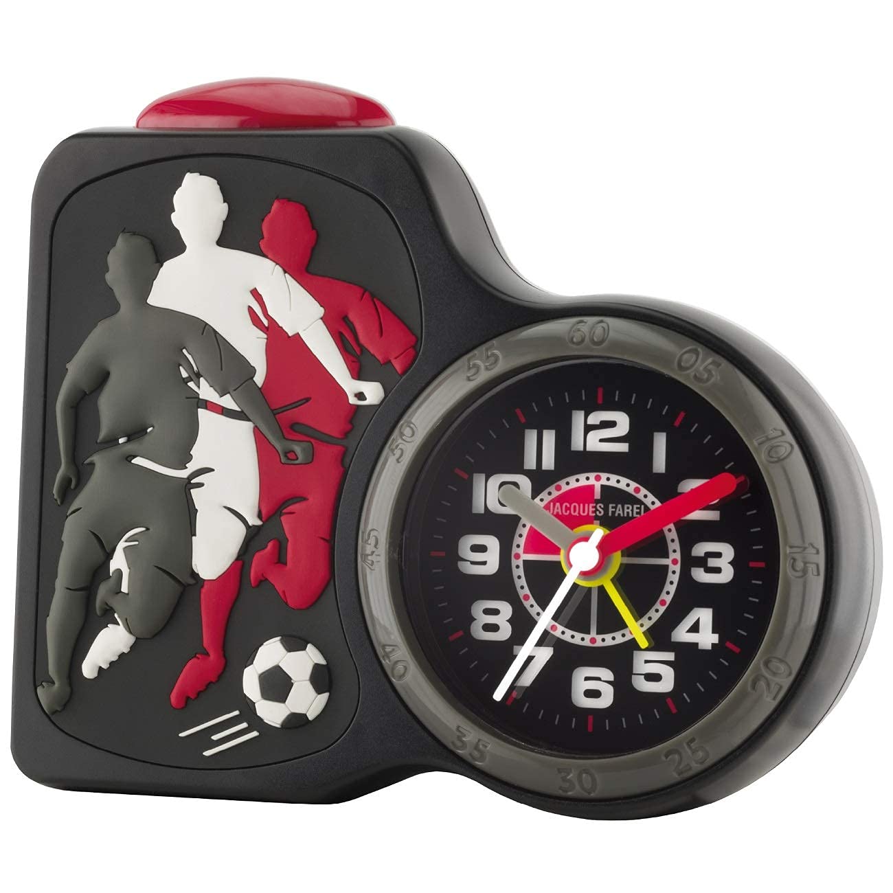 Jacques FAREL Kinderwecker Jungen Fußball 3D Motiv ohne Ticken, mit Licht und Snooze ACB 716 FO