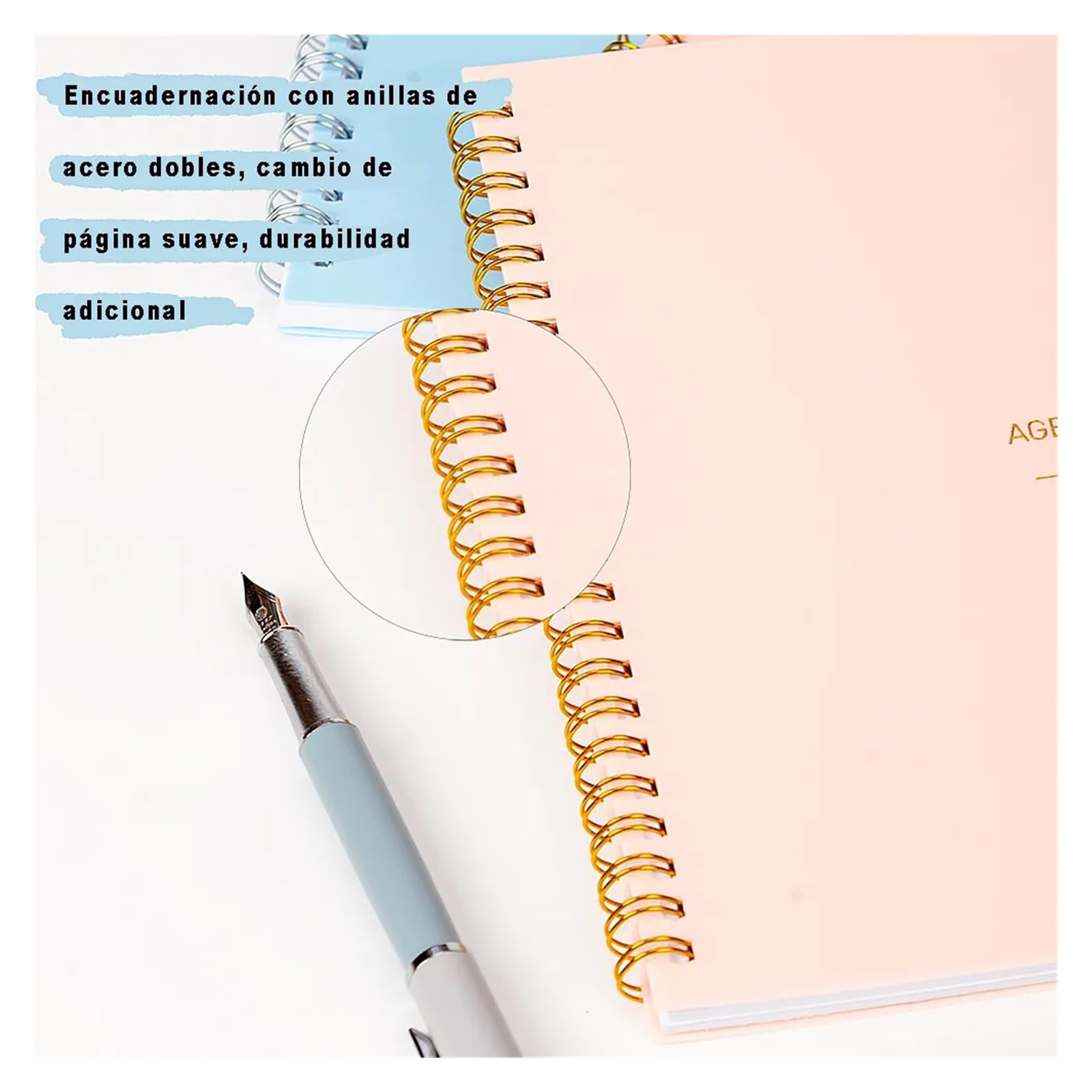 Inspirierendes Notizbuch 2 stücke A5 Agenda Planer Notebook Tagebuch Wöchentlich Planer Ziel Gewohnheit Zeitpläne Journal Notebooks for Schule Schreibwaren Büro(Pink-Spanish)